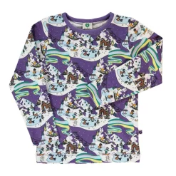 Långärmad T-shirt i Loganberry med vinterlandskap>Småfolk New