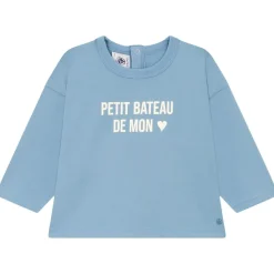 Långärmad T-shirt Med Tryck Blå>Petit Bateau New