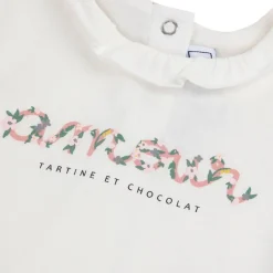 Långärmad T-shirt Med Volangkrage Gräddvit>Tartine et Chocolat Sale