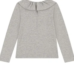 Långärmad T-shirt Med Volangkrage Grå Melange><noscript><img width=