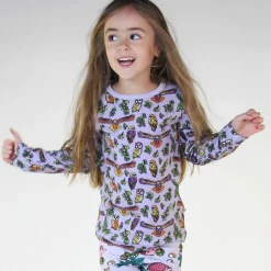 Long-sleeved top with owls Orchid Petal>Småfolk Sale