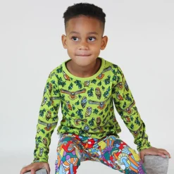 Long-sleeved top with owls Pear Green>Småfolk Outlet