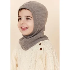 Lt. Knitted Merino Balaclava With Frill Natural Melange>Copenhagen Colors New