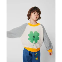 Lucky Clover Ranglan Sleeve Sweatshirt Heather Grey><noscript><img width=