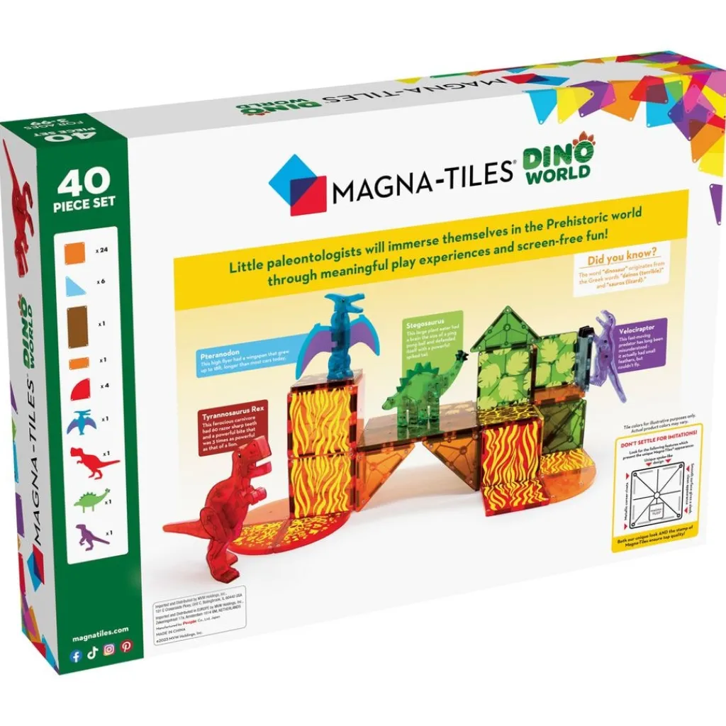 Dino World 40 Pcs Set>Magna-Tiles Online