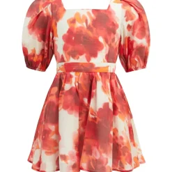 Marla Abstract Mini Blommig Klänning Poppy Red>Bardot Junior New