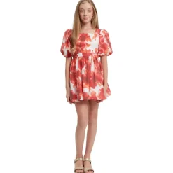 Marla Abstract Mini Blommig Klänning Poppy Red><noscript><img width=