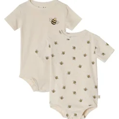 Melvin GOTS 2-pack Mönstrade Baby Bodies Med Bin Gräddvit>Buddy & Hope Online