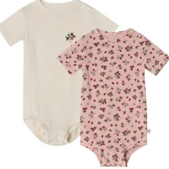 Melvin GOTS 2-pack Mönstrade Baby Bodies Wild Strawberry>Buddy & Hope Sale