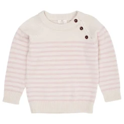 Merino Classic Randig Pullover Cream/Dusty Rose Stripe>Copenhagen Colors New