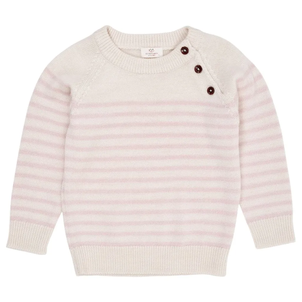 Merino Classic Randig Pullover Cream/Dusty Rose Stripe>Copenhagen Colors New