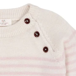 Merino Classic Randig Pullover Cream/Dusty Rose Stripe>Copenhagen Colors New