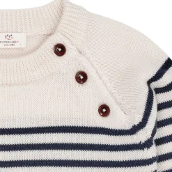 Merino Classic Randig Pullover Cream/Navy Stripe>Copenhagen Colors Outlet