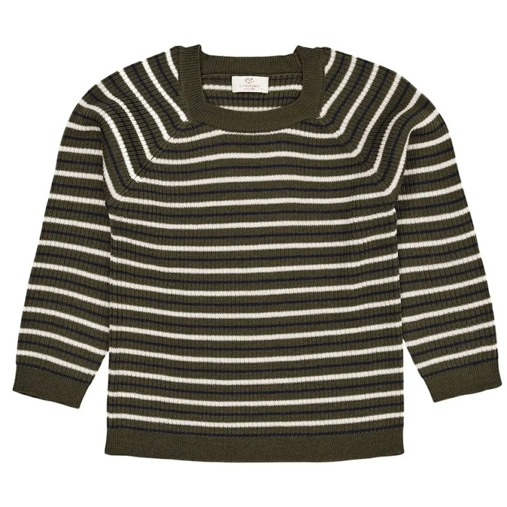 Merino Classic Rib Blouse Forest Green Combi>Copenhagen Colors Hot