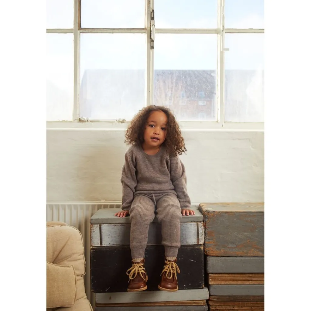 Merino Classic Rib Leggings w Drawstrings Natural Melange>Copenhagen Colors Sale