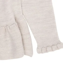 Merino Knit Blouse with Frill Pale Cream Melange><noscript><img width=