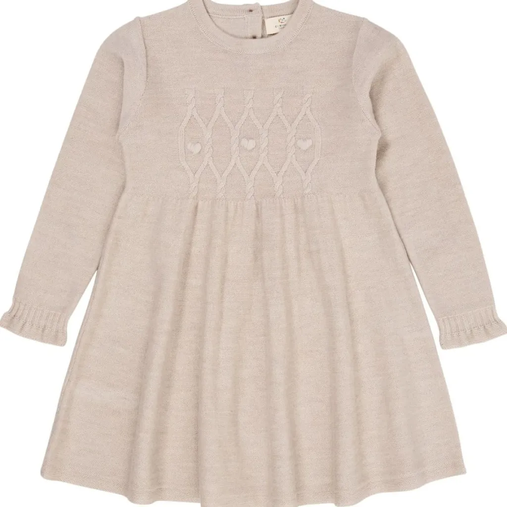 Merinoklänning med kabelstickning i Pale Cream Melange>Copenhagen Colors Discount