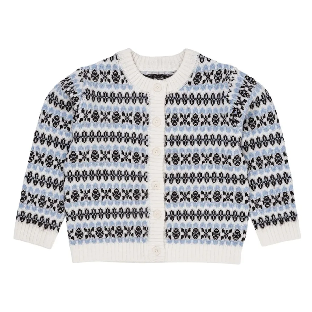 Merino-koftan med mönster Dusty Blue Combi>Copenhagen Colors Online