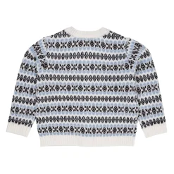 Merino-koftan med mönster Dusty Blue Combi><noscript><img width=