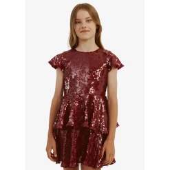 Mindie Sequin Klänning Burgundy>Bardot Junior Outlet