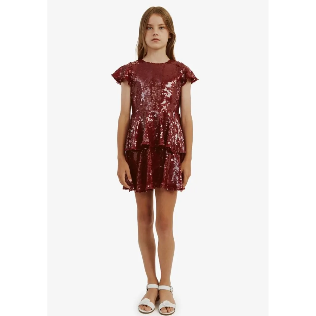 Mindie Sequin Klänning Burgundy>Bardot Junior Outlet