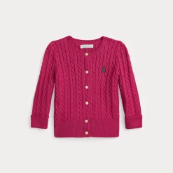 Mini Kabelstickad Kofta Preppy Pink>Ralph Lauren Best