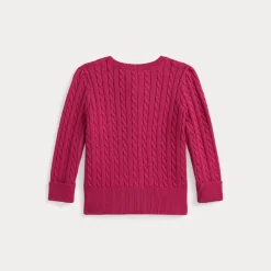 Mini Kabelstickad Kofta Preppy Pink>Ralph Lauren Best