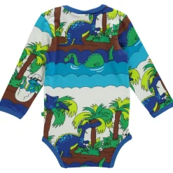 Mönstrad Baby Body Med Dinosaurier Blue Atoll>Småfolk Clearance