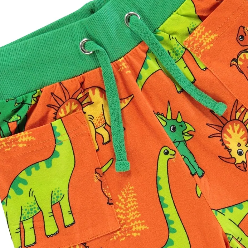 Mönstrad Mjukisshorts Med Dinosaurier Orange>Småfolk New