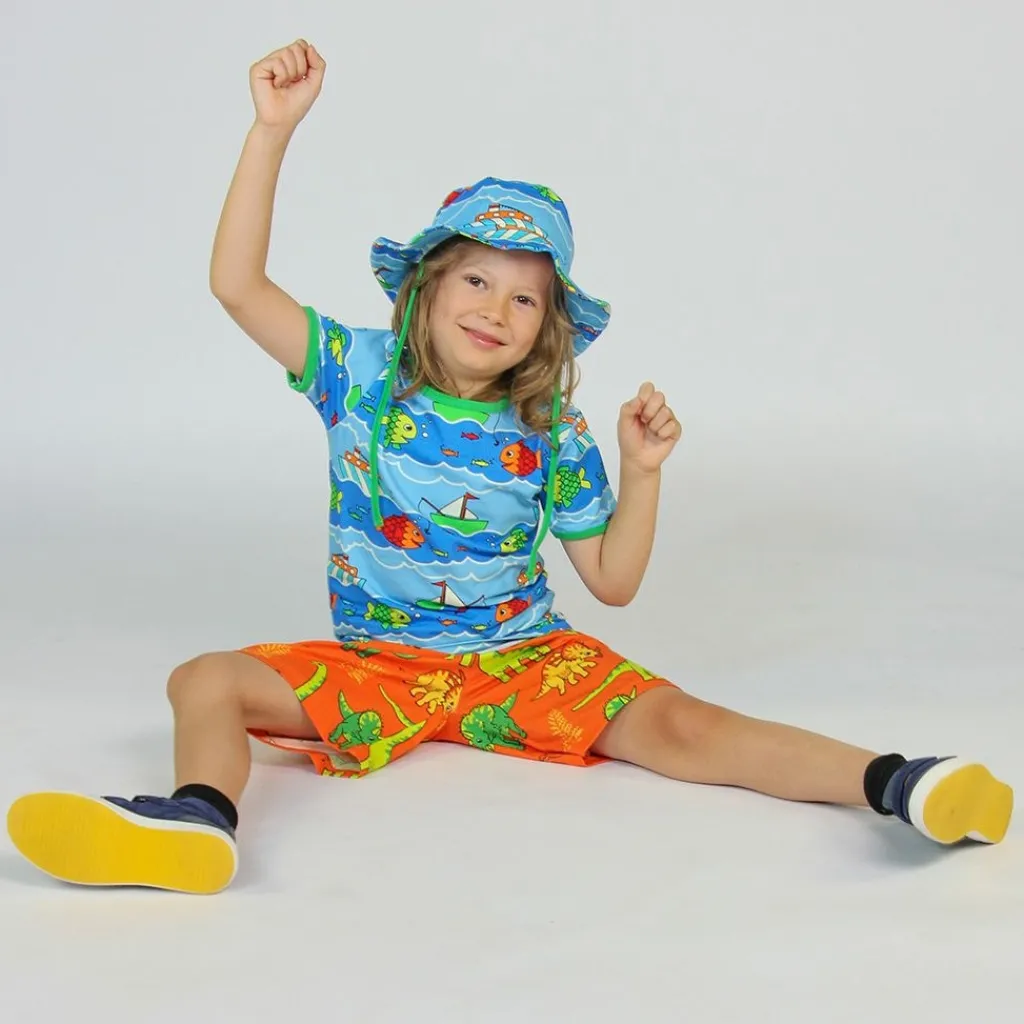 Mönstrad Mjukisshorts Med Dinosaurier Orange>Småfolk New
