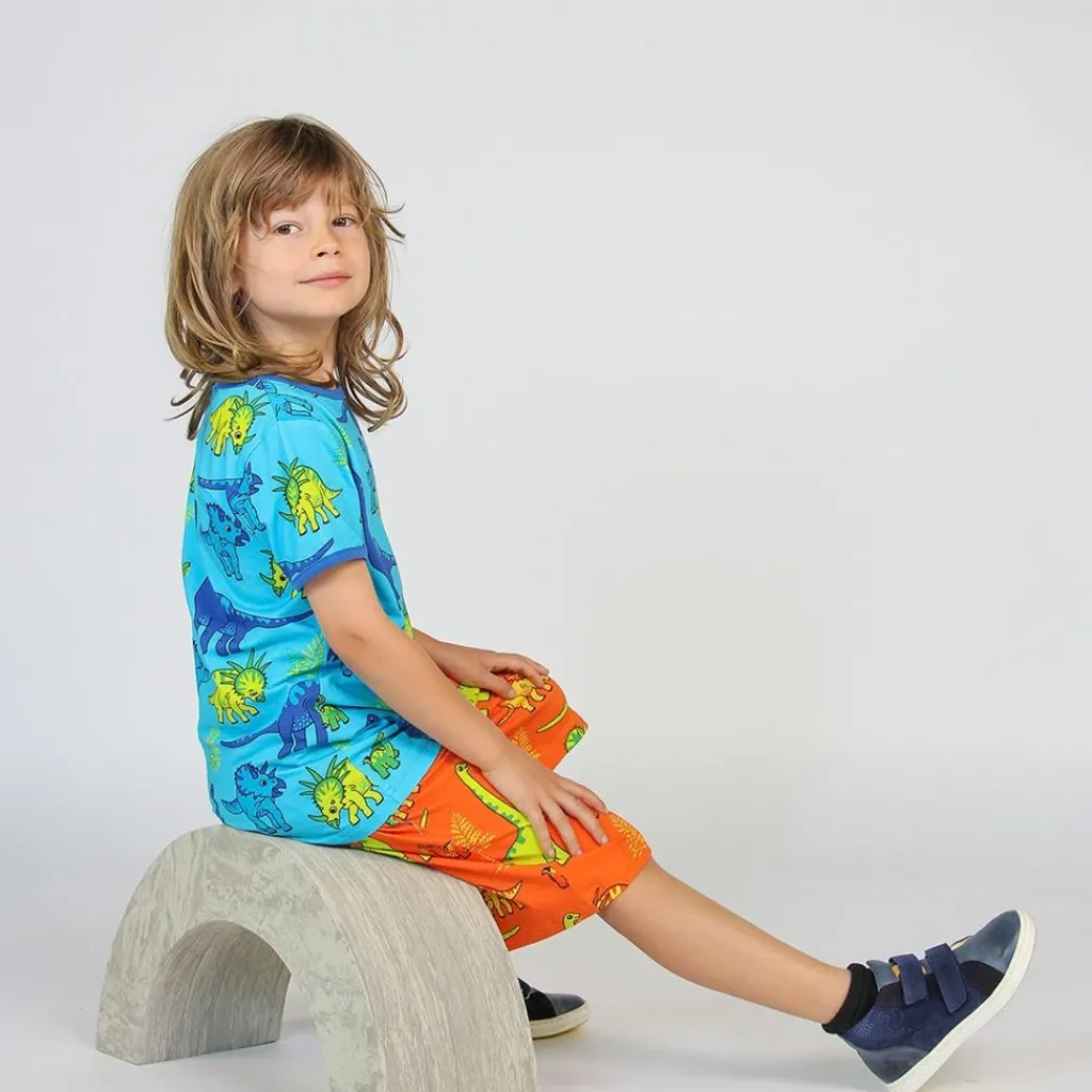 Mönstrad Mjukisshorts Med Dinosaurier Orange>Småfolk New