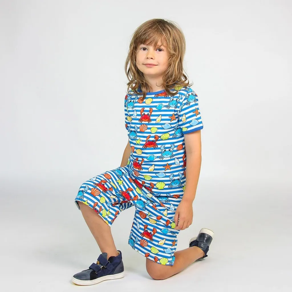 Mönstrad Mjukisshorts Med Krabbor Brilliant Blue>Småfolk Online