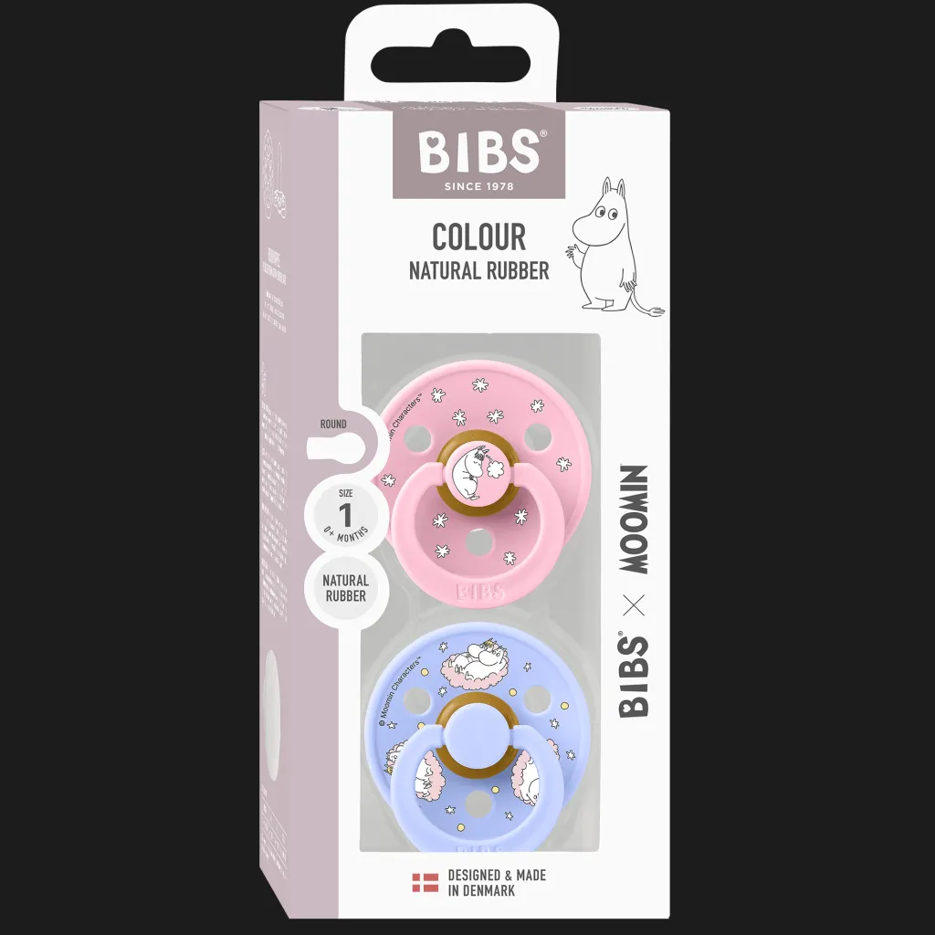Moomins Dreaming 2-pack Runda Latexnappar Hush Baby Pink>BIBS Best
