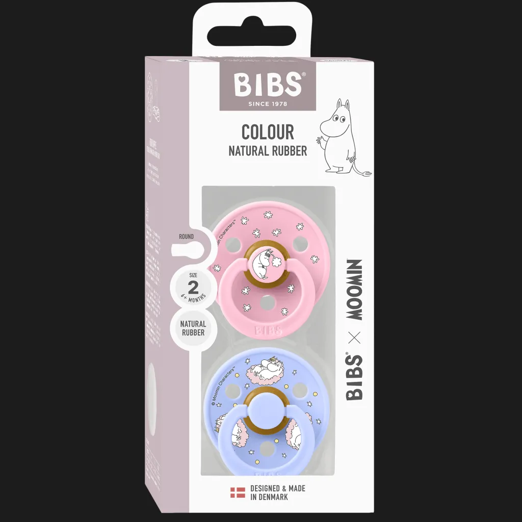 Moomins Dreaming 2-pack Runda Latexnappar Hush Baby Pink>BIBS Best