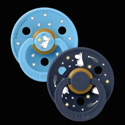 Moomins Good Night 2-pack Runda Latexnappar Breeze Deep Space>BIBS Sale