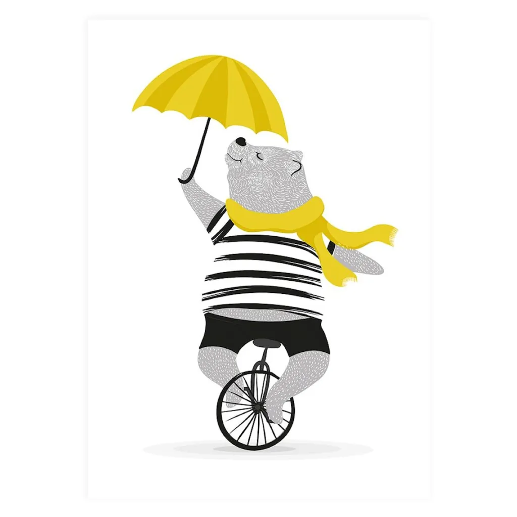 Mr Bear On Unicycle Poster>XO Posters Sale