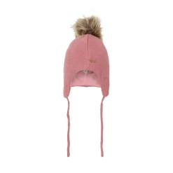 Mössa i Dusty Rose med avtagbar fuskpäls och knytband>Minymo Sale