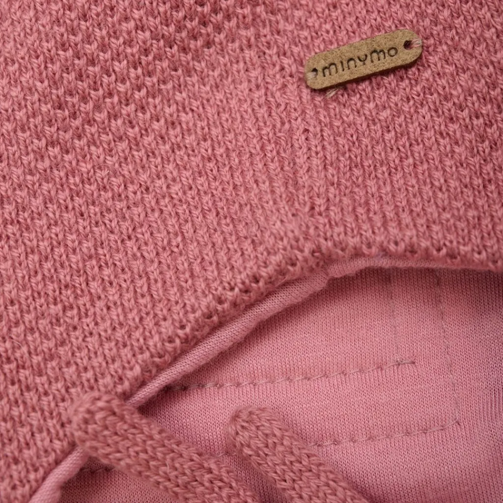 Mössa i Dusty Rose med avtagbar fuskpäls och knytband>Minymo Sale
