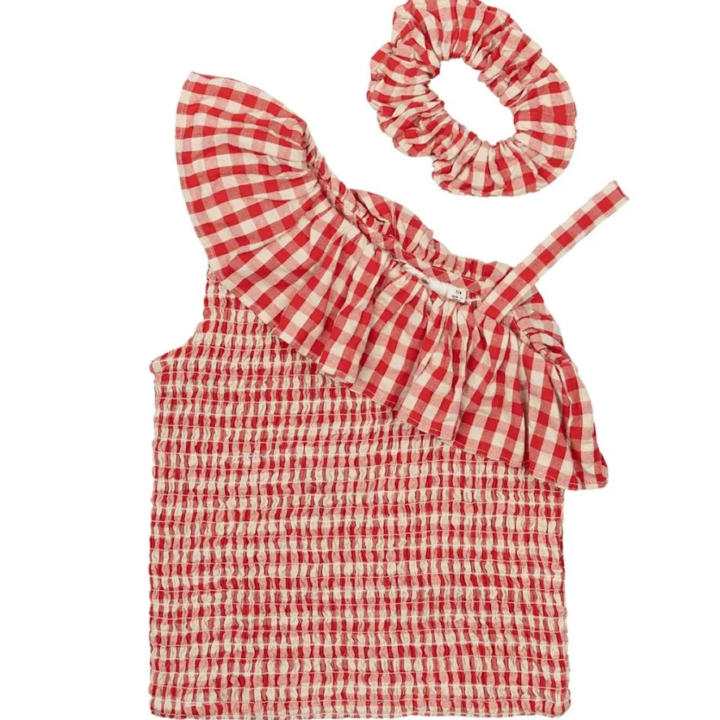 Nally Kort Topp Poppy Red Check>The New New