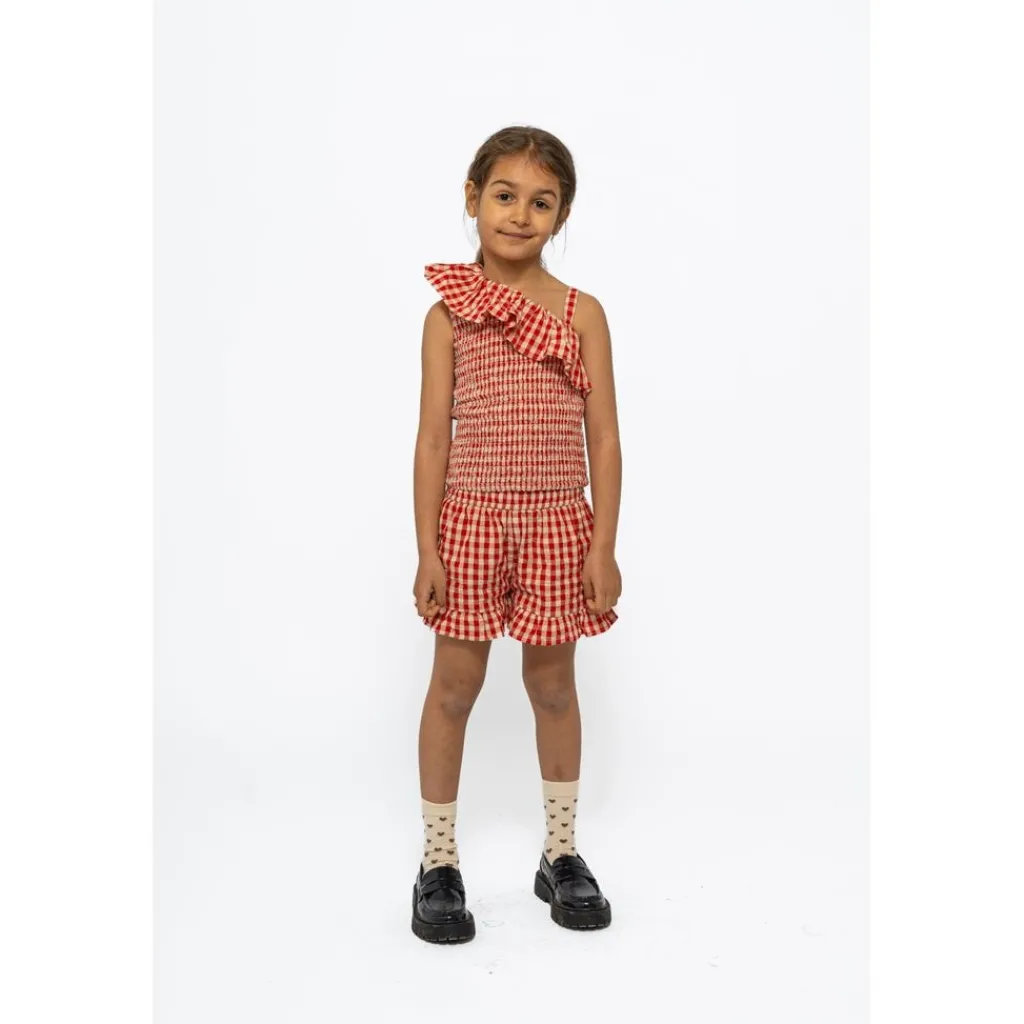 Nally Kort Topp Poppy Red Check>The New New