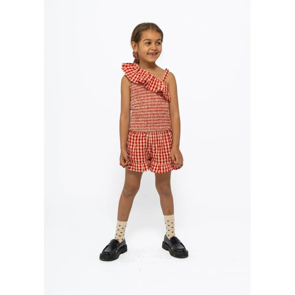 Nally Kort Topp Poppy Red Check>The New New