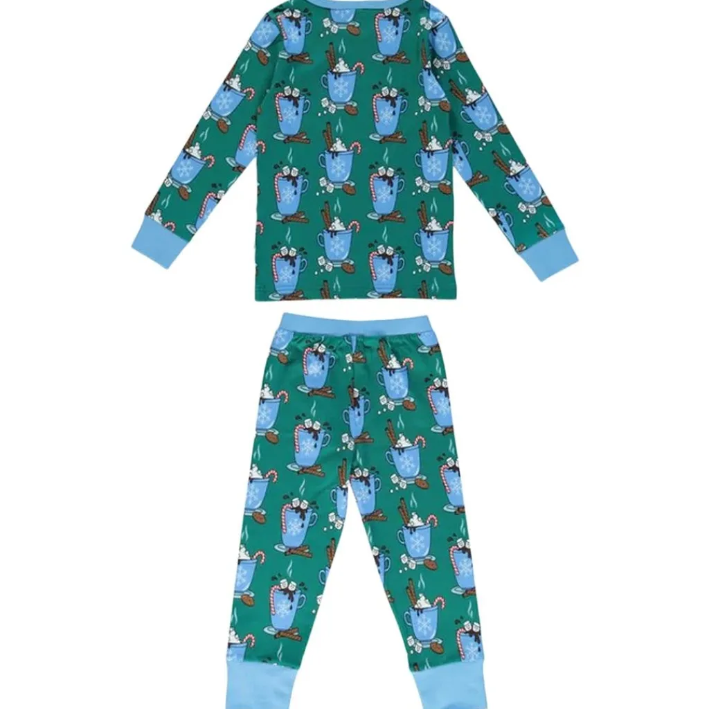 Nightwear set with hot chocolate Petroleum Green Varm Choklad Pyjama Petroleum Green>Småfolk Outlet