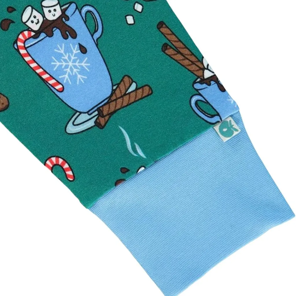 Nightwear set with hot chocolate Petroleum Green Varm Choklad Pyjama Petroleum Green>Småfolk Outlet