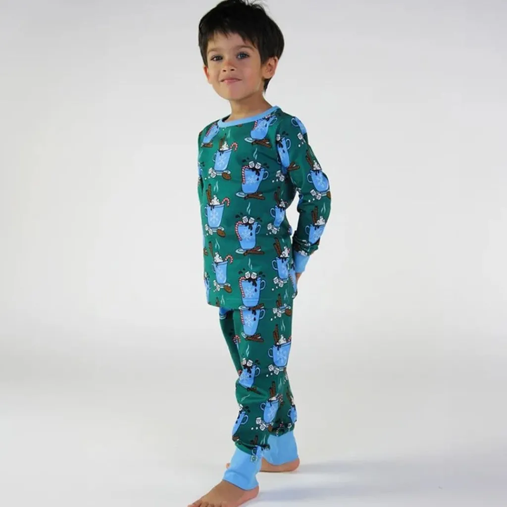 Nightwear set with hot chocolate Petroleum Green Varm Choklad Pyjama Petroleum Green>Småfolk Outlet