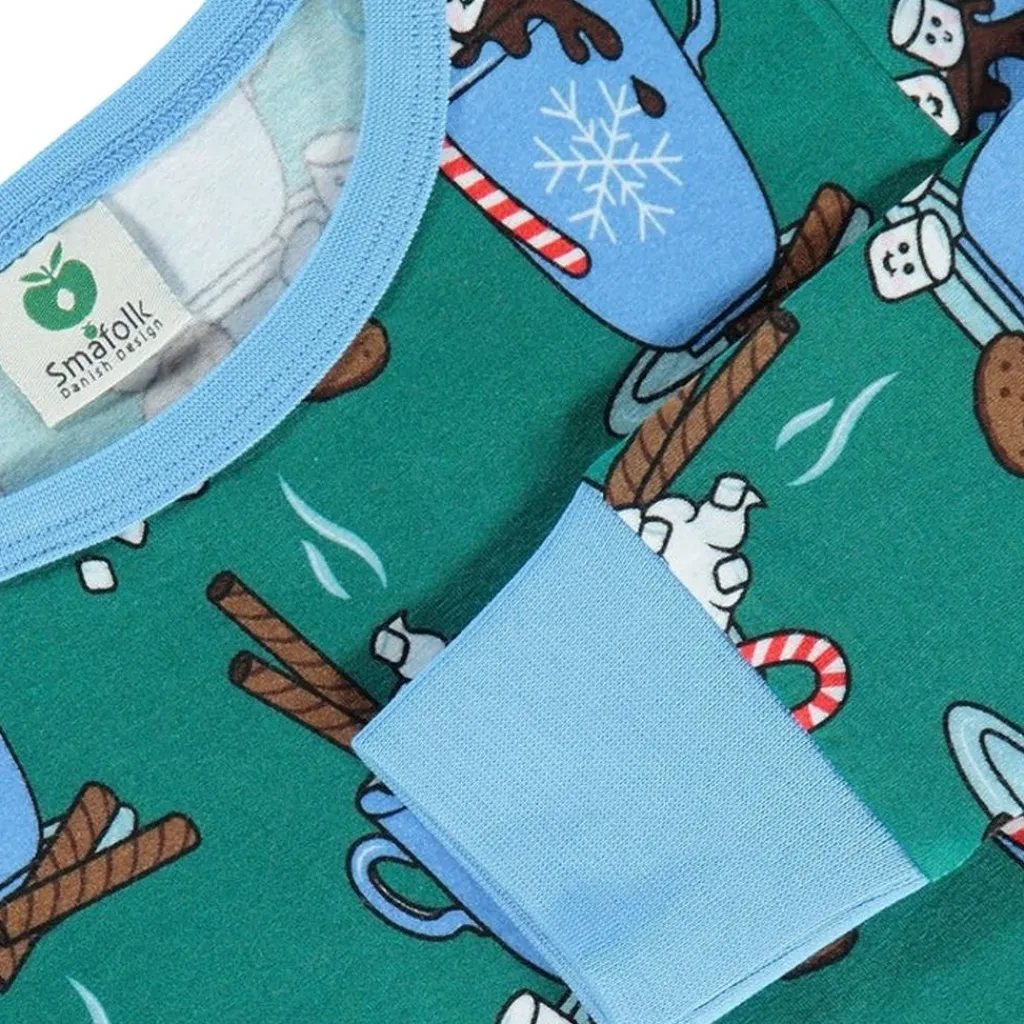 Nightwear set with hot chocolate Petroleum Green Varm Choklad Pyjama Petroleum Green>Småfolk Outlet