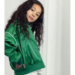 Note Chenille Baseballjacka I Satin Green><noscript><img width=