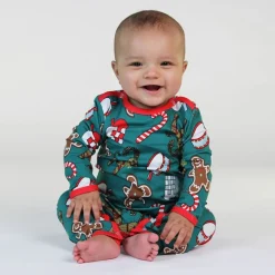 Onesie i Petroleum Green med juldekorationer><noscript><img width=