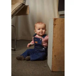 Organic Baby Overalls Dark Indigo Blue Washed><noscript><img width=
