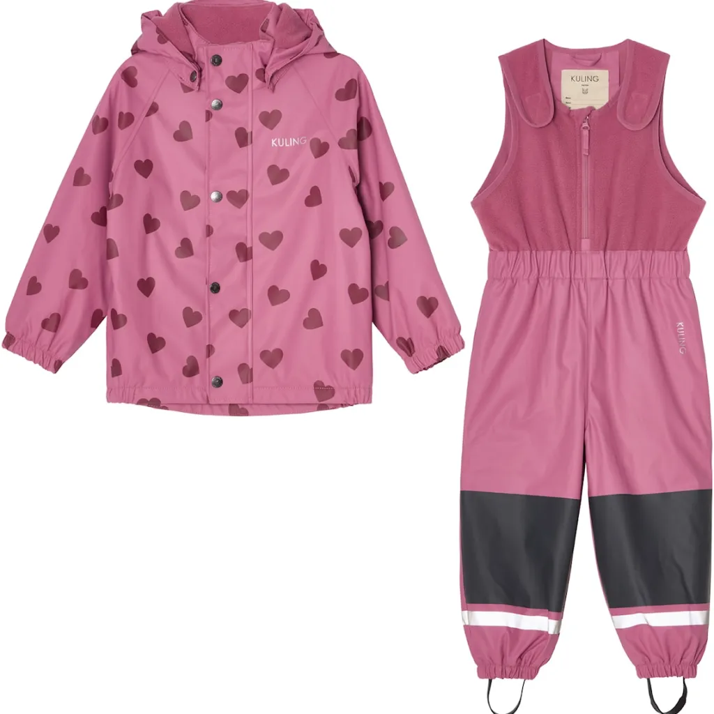 Ottawa Fodrat Regnställ Mauve Hearts>Kuling Outlet