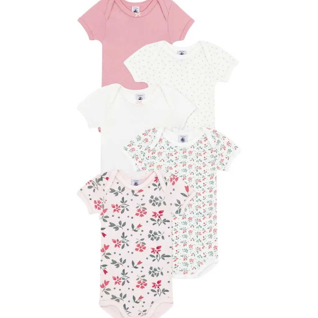5-pack Baby Bodys Rose Fluer Marshmallow>Petit Bateau Outlet